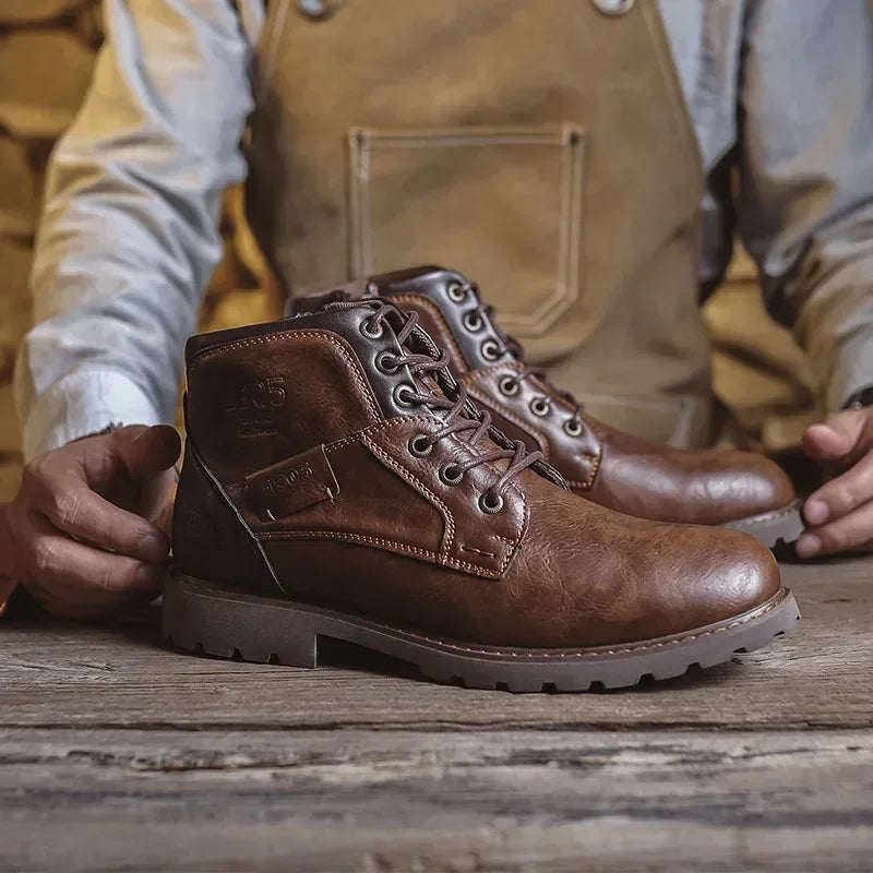 Michel™ - bottes en cuir pour hommes, de style britannique et décontracté