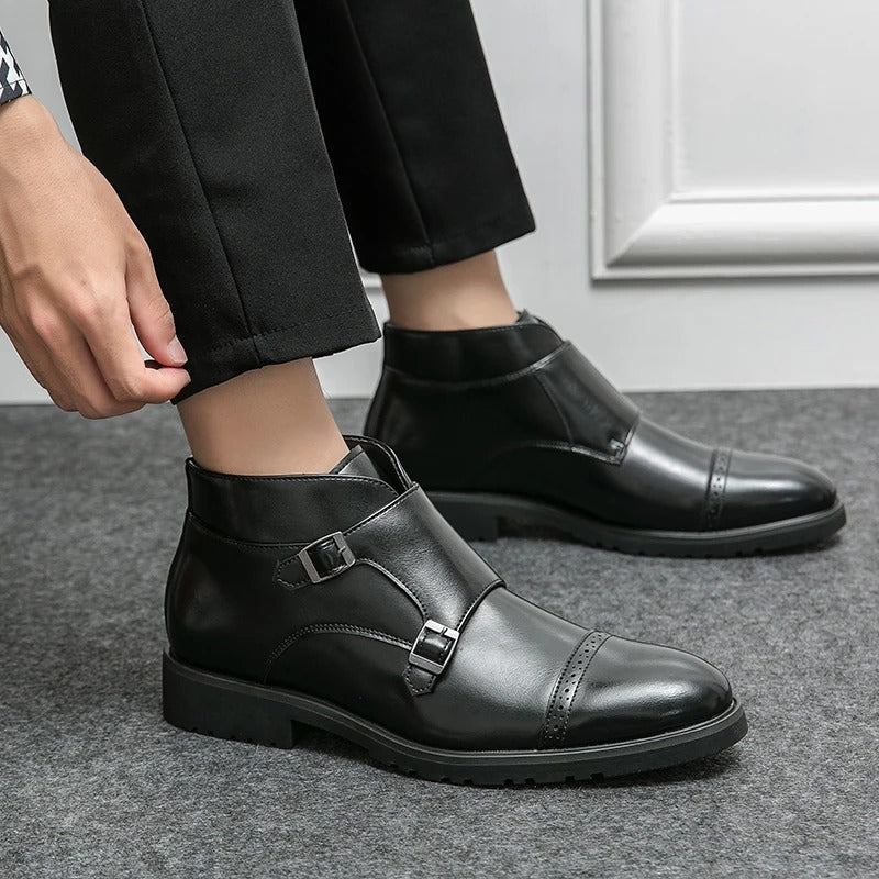 Alain™ - Bottes monk en cuir double avec lanières