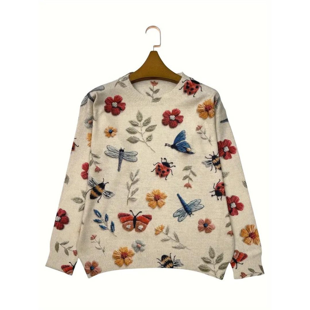 Isaline™ | Pull à col roulé à motif floral pour femmes